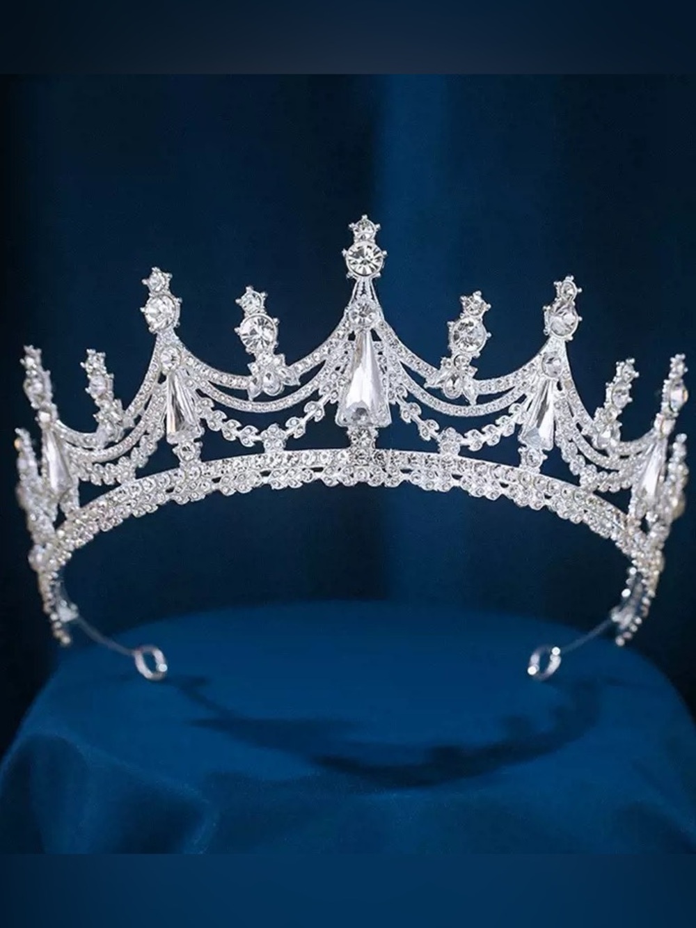 Silver Rhinestone Bridal Tiara Crown - Elegant Sparkling Headpiece